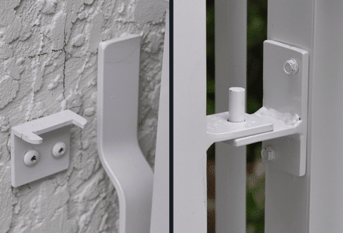 low quality exterior aluminum deck railing frame gate hardware